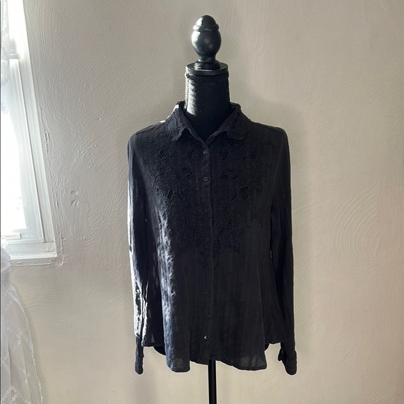 Free People Carter Dobby Embroidered Button Down Top Size S - Picture 3 of 11